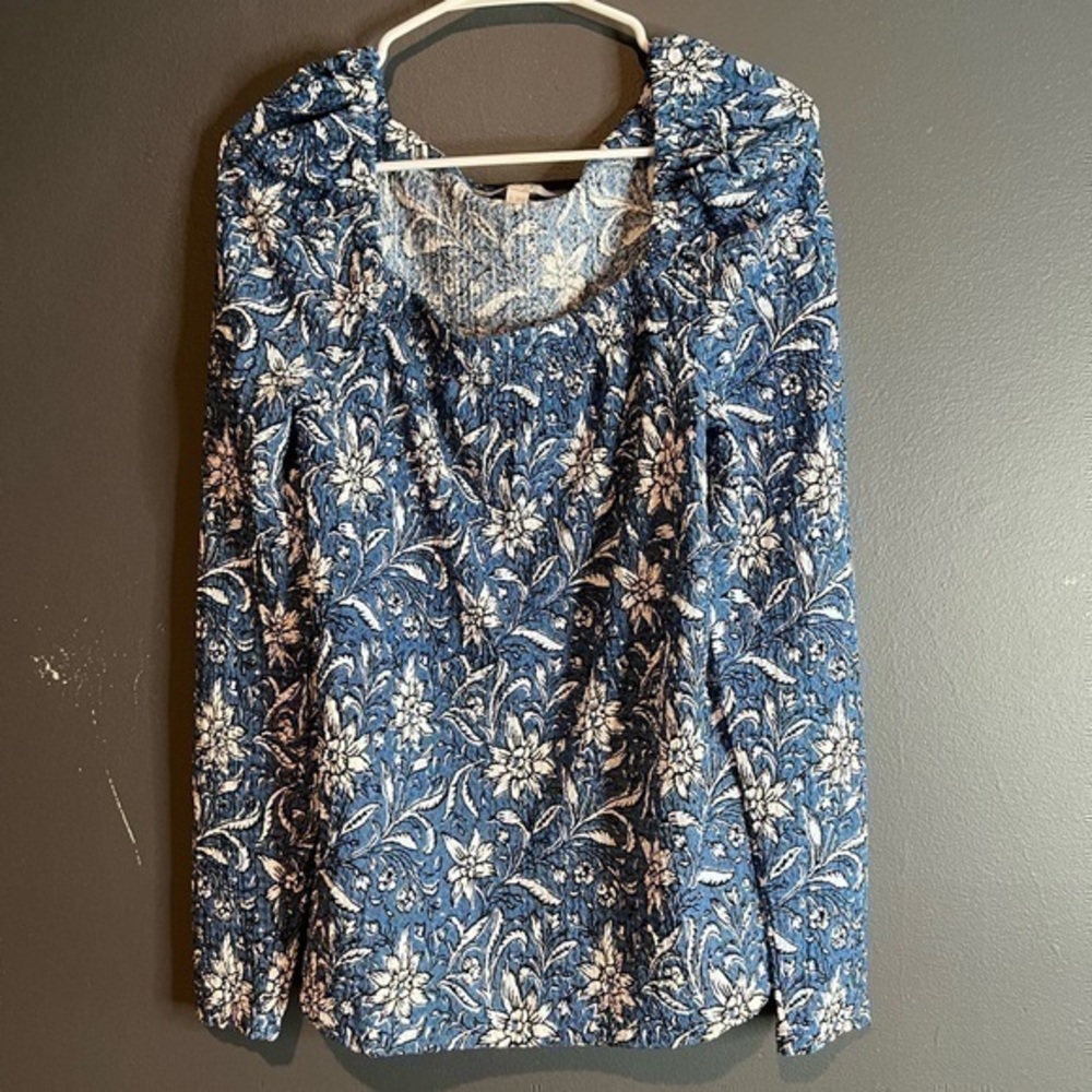 Loft | blue floral long sleeve